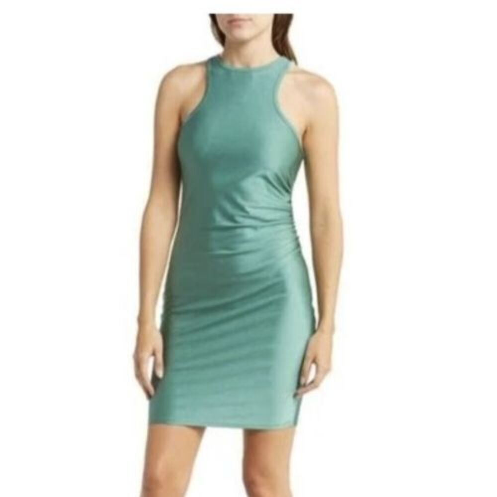 Nordstrom Rack Green Deep‎ Sea Sleeveless Ruched Bodycon Mini Dress Party Chic